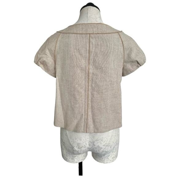 Nine West Jacket Cotton Linen Cap Sleeves Gold Size 2 - Picture 3 of 16